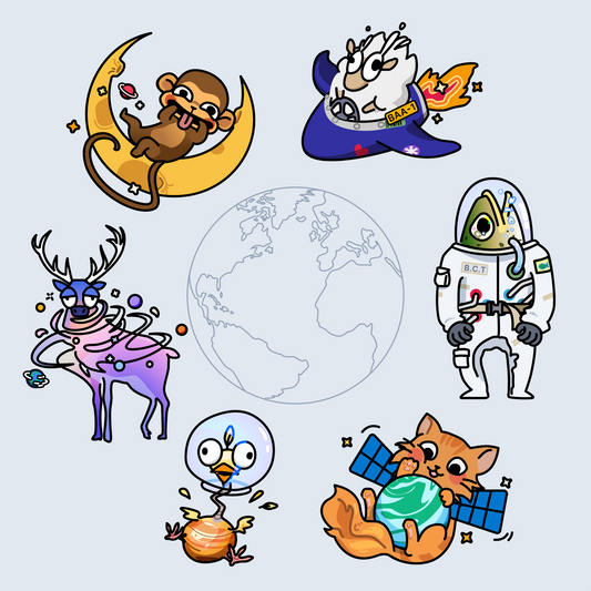 Space-Animals Stickers (Pack of 6)